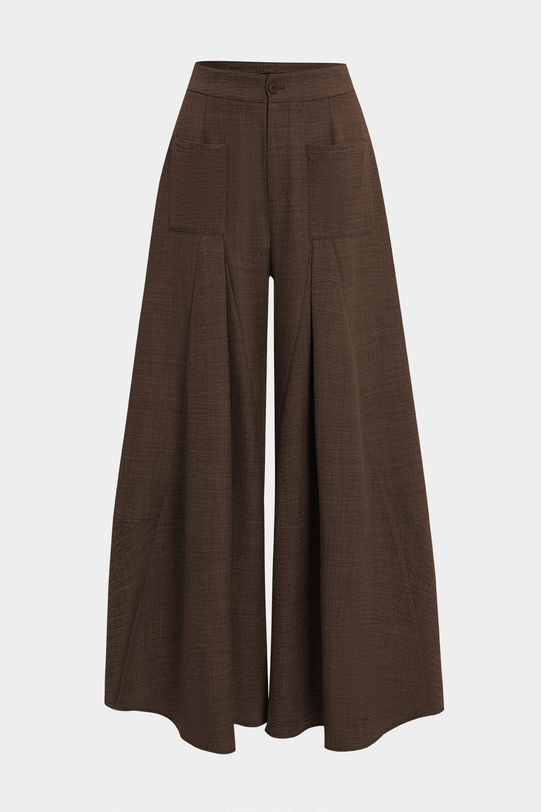 Ruched Zipper Pocket Wide Leg Trousers