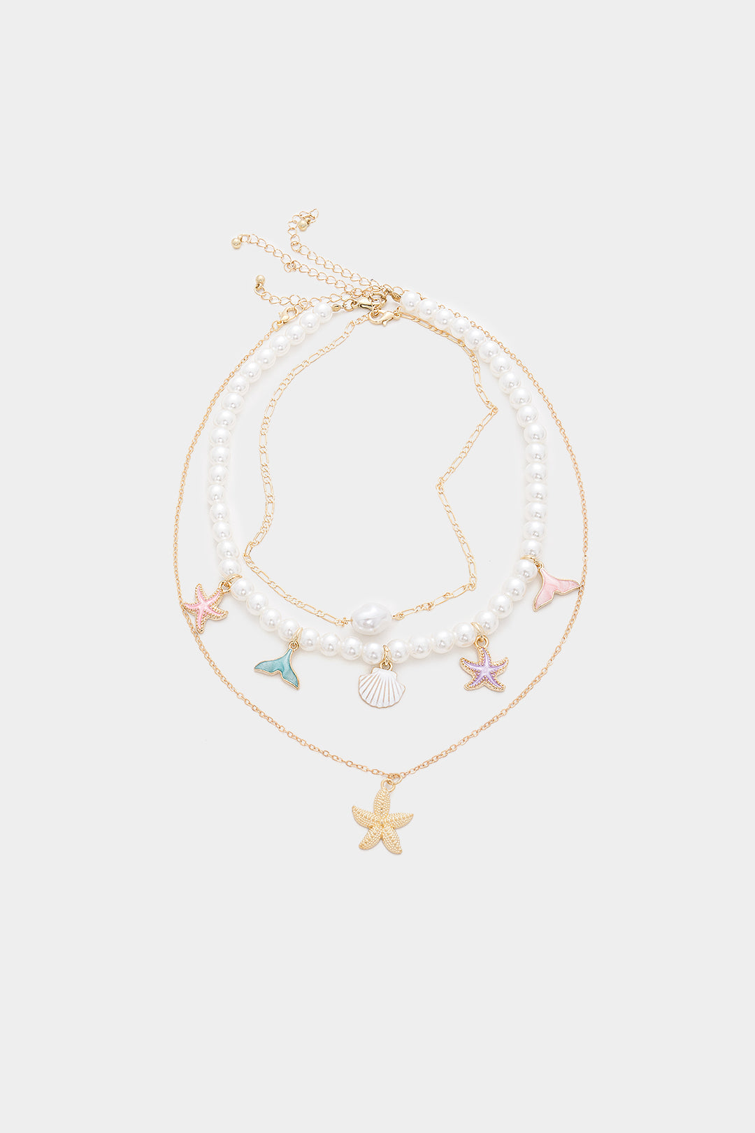 Seashell Multi-Layer Starfish Pendant Necklace Set