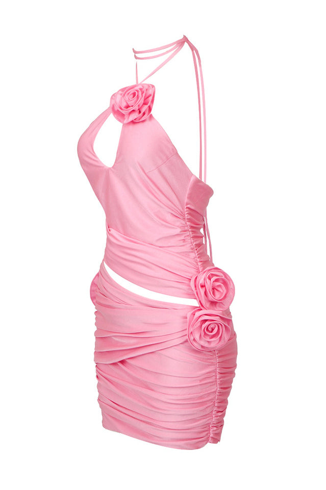 Flower Appliqué Cut Out Minidress