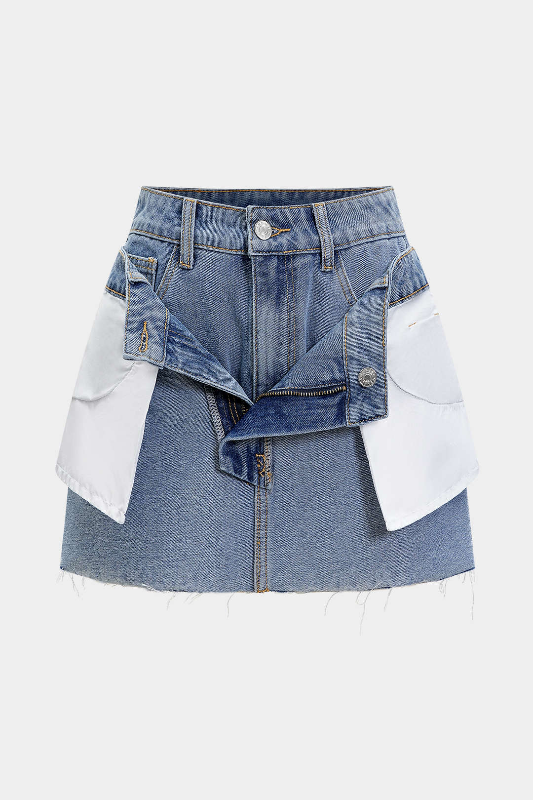 Denim Double Waistband Mini Skirt