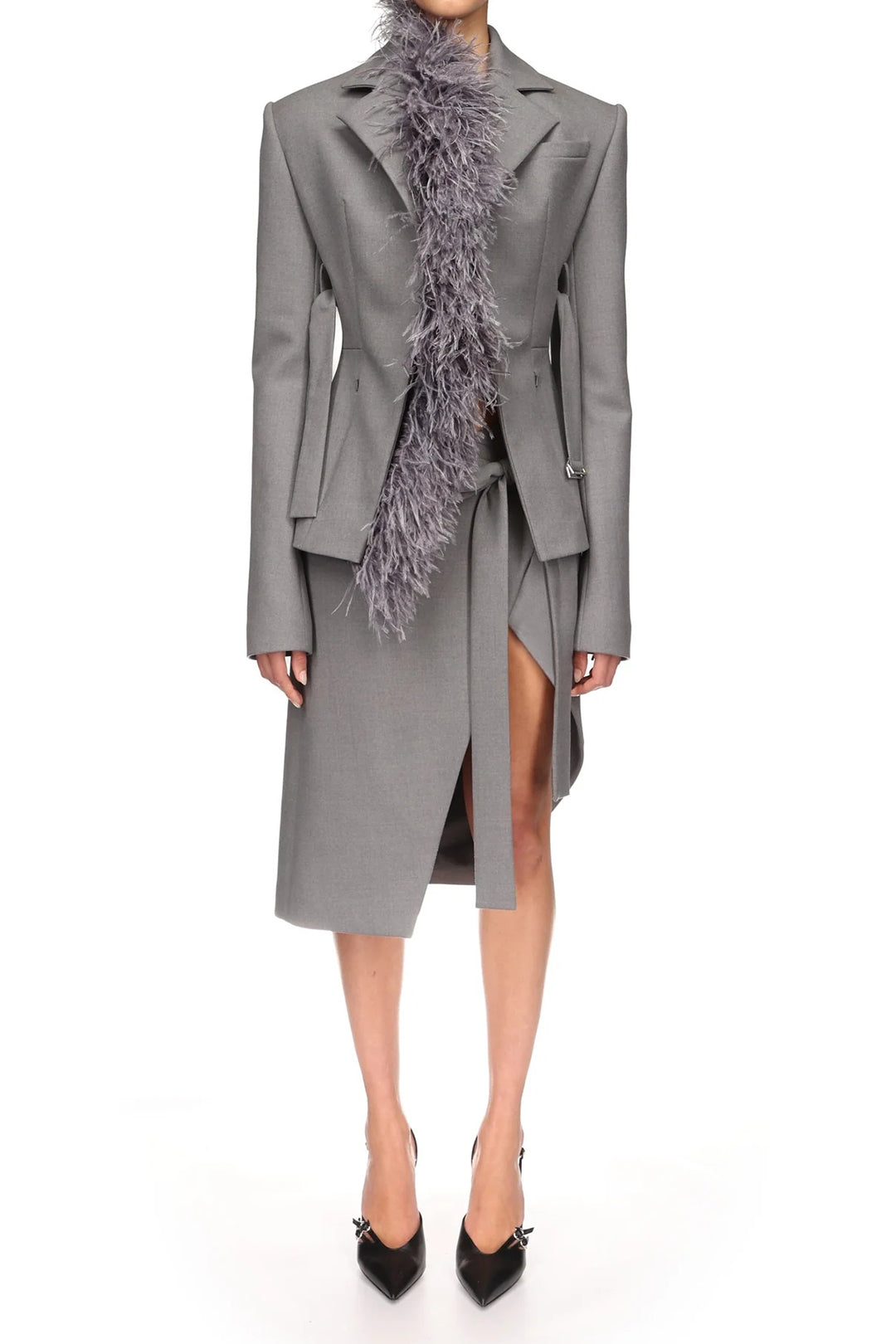 Asymmetrical Drawstring Tie Front Zipper Skirt