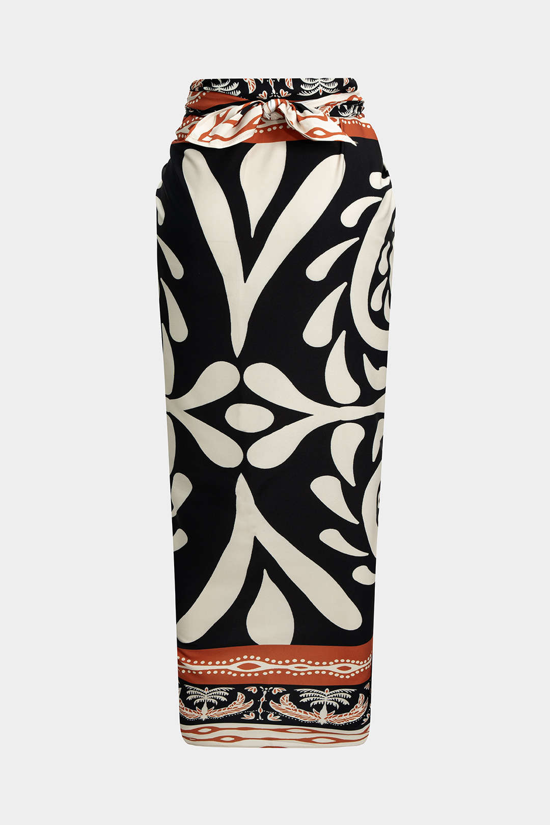 Retro Print Chiffon Twist Knot Skirt
