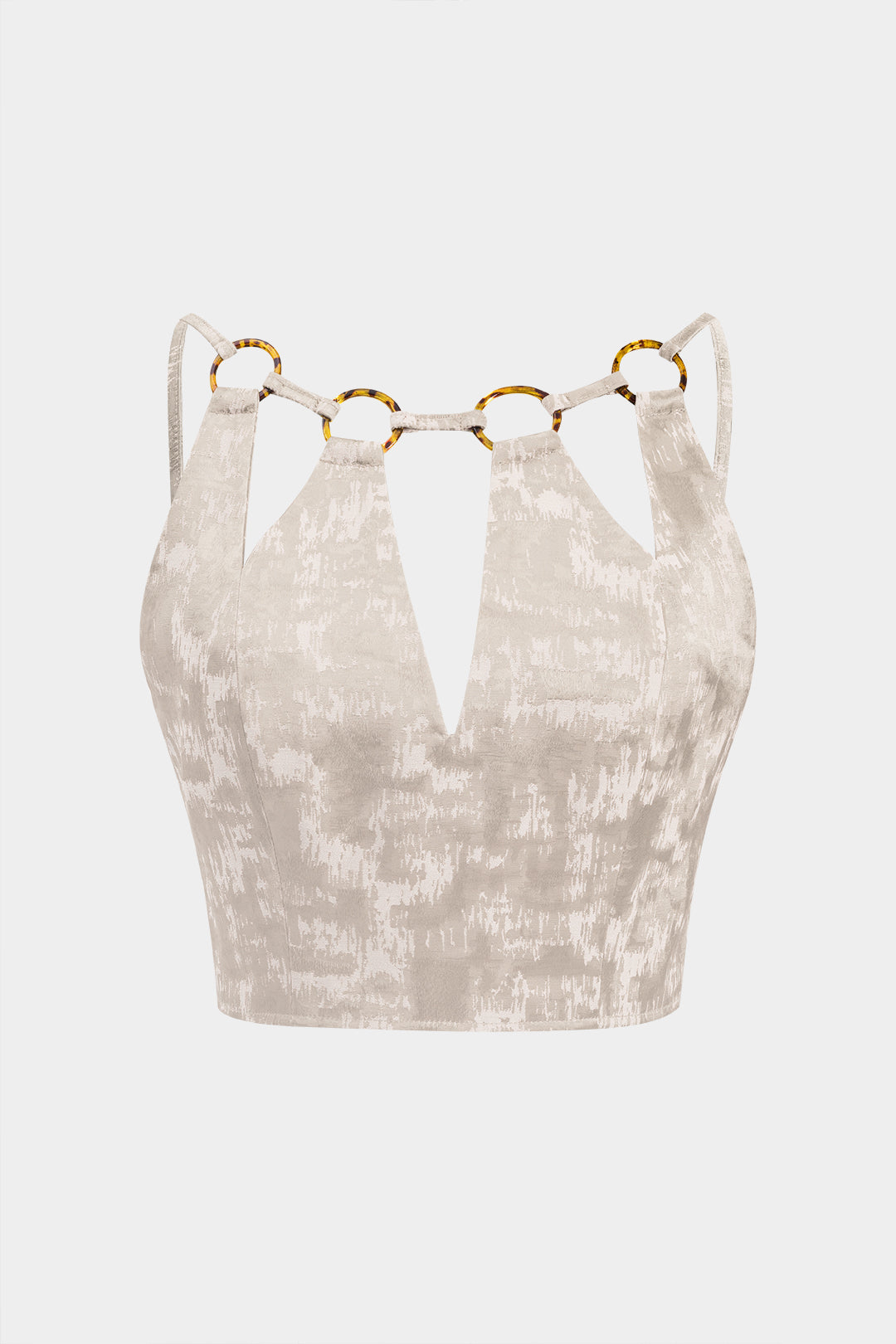 Jacquard Cut Out Zipper Backless Cami Top