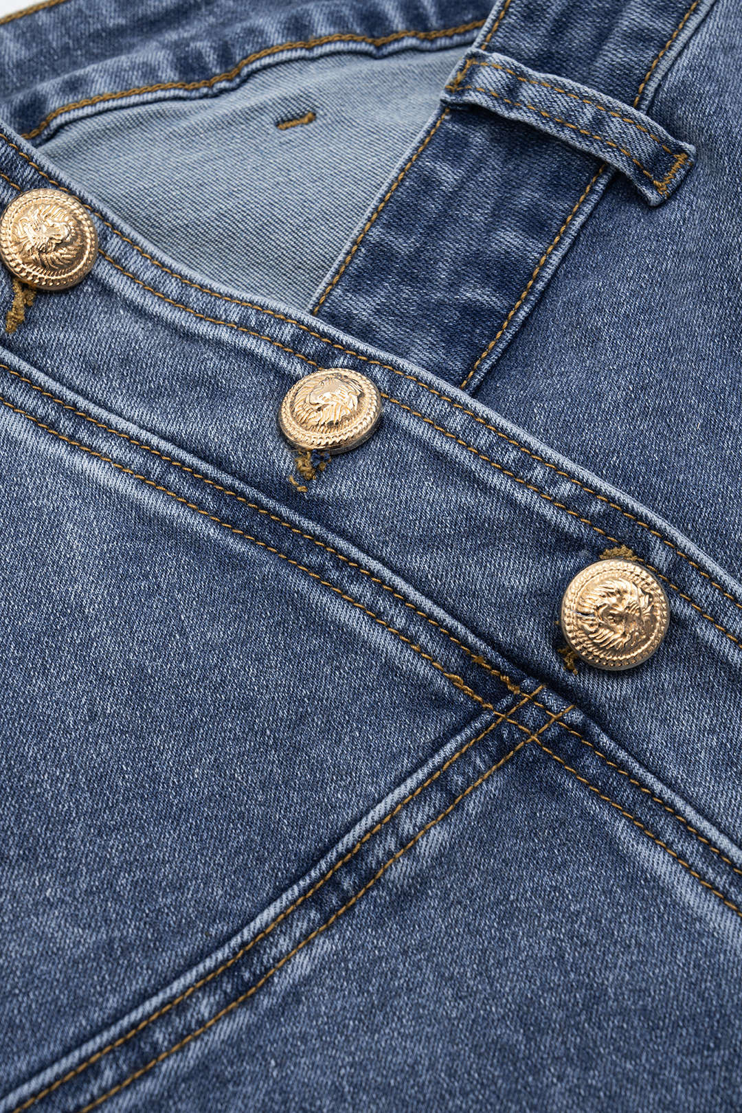 Denim Asymmetry Button Skirt