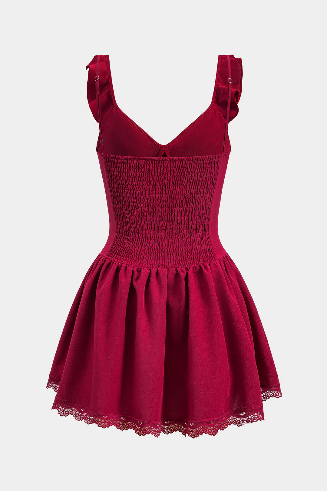 Ruched Tie Front Ruffle Bustier Mini Dress