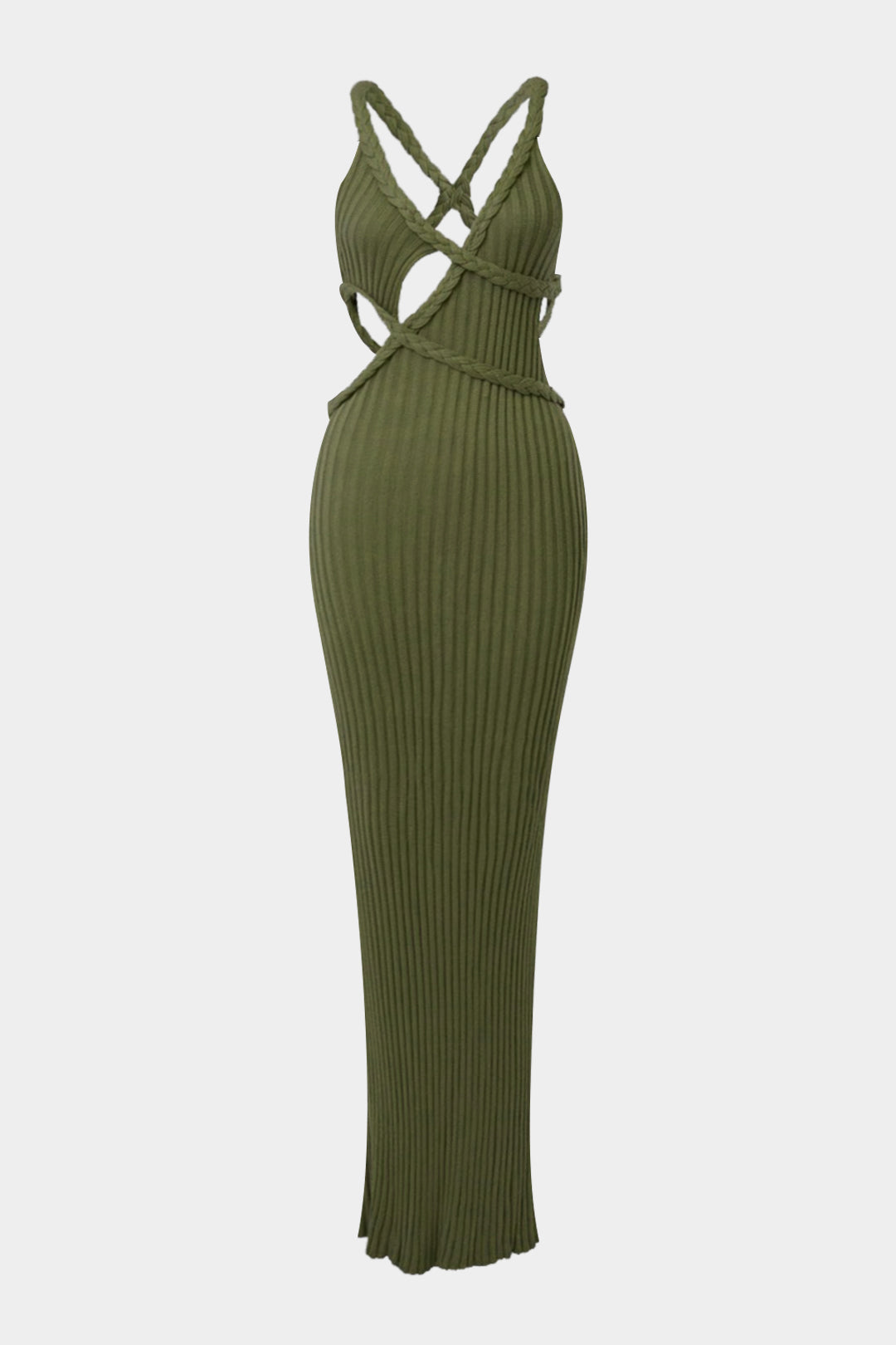 Asymmetrical Braided Backless Sleeveless Maxi Dress
