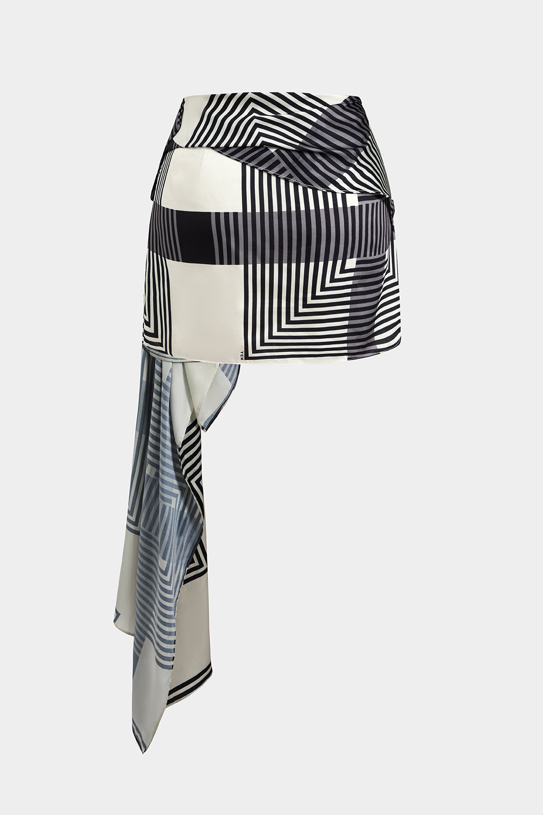 Ruched Stripe Button Skirt