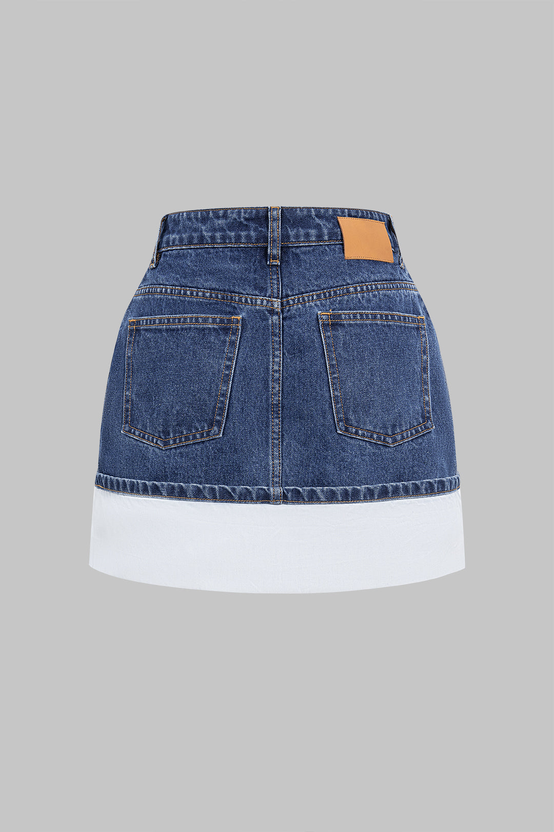 Denim Asymmetrical Patchwork Zipper Skirt