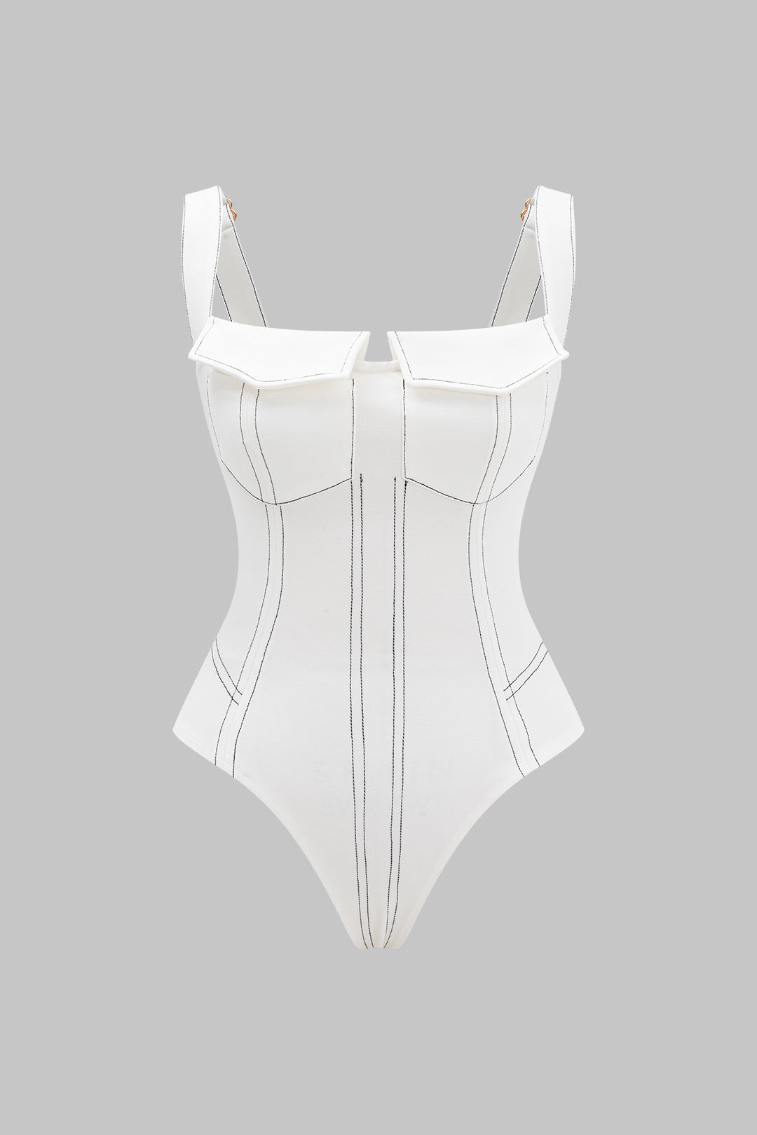Stitching Bodysuit And Wide Leg Trousers Set