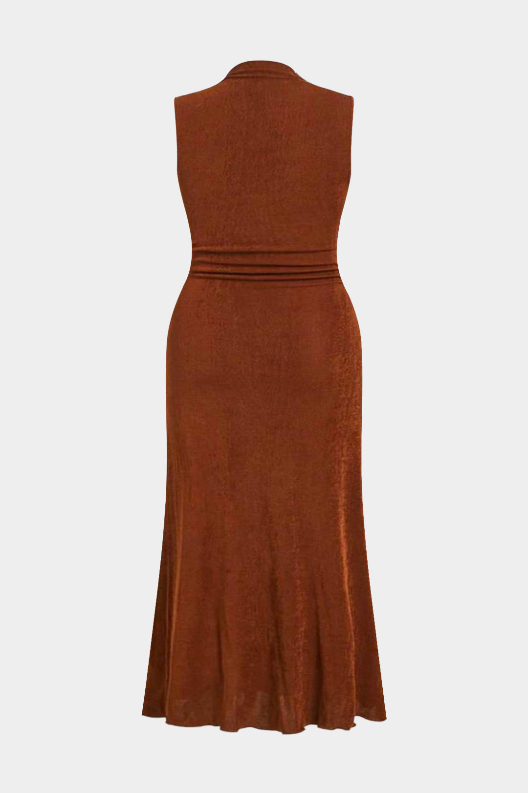 Plus Size Ruched Slit Sleeveless Maxi Dress