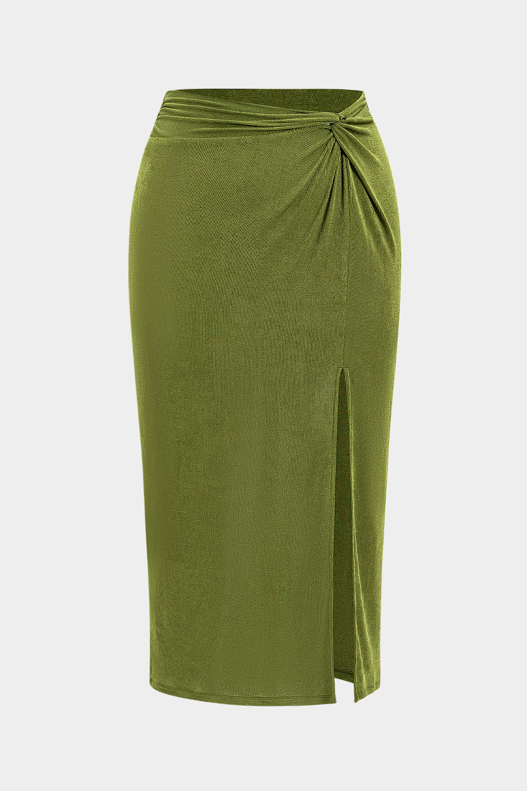 Plus Size Ruched Twist Knot Slit Skirt