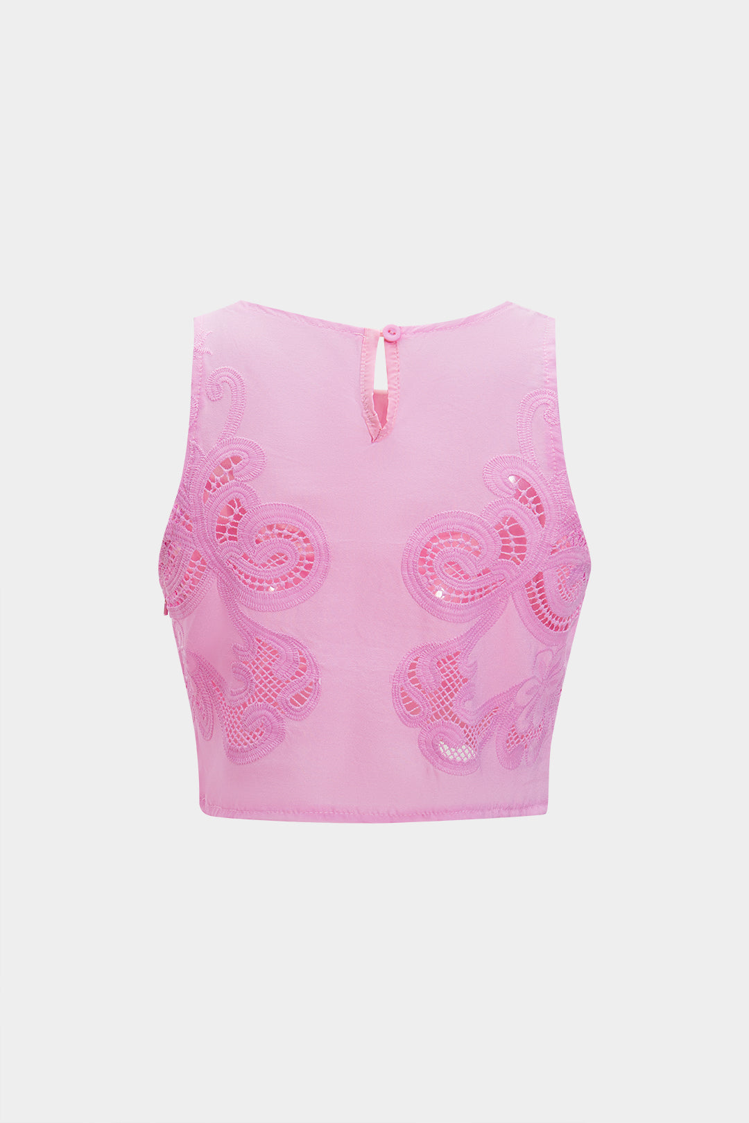 Hollow Out Embroidery Tank Top And Skirt Set