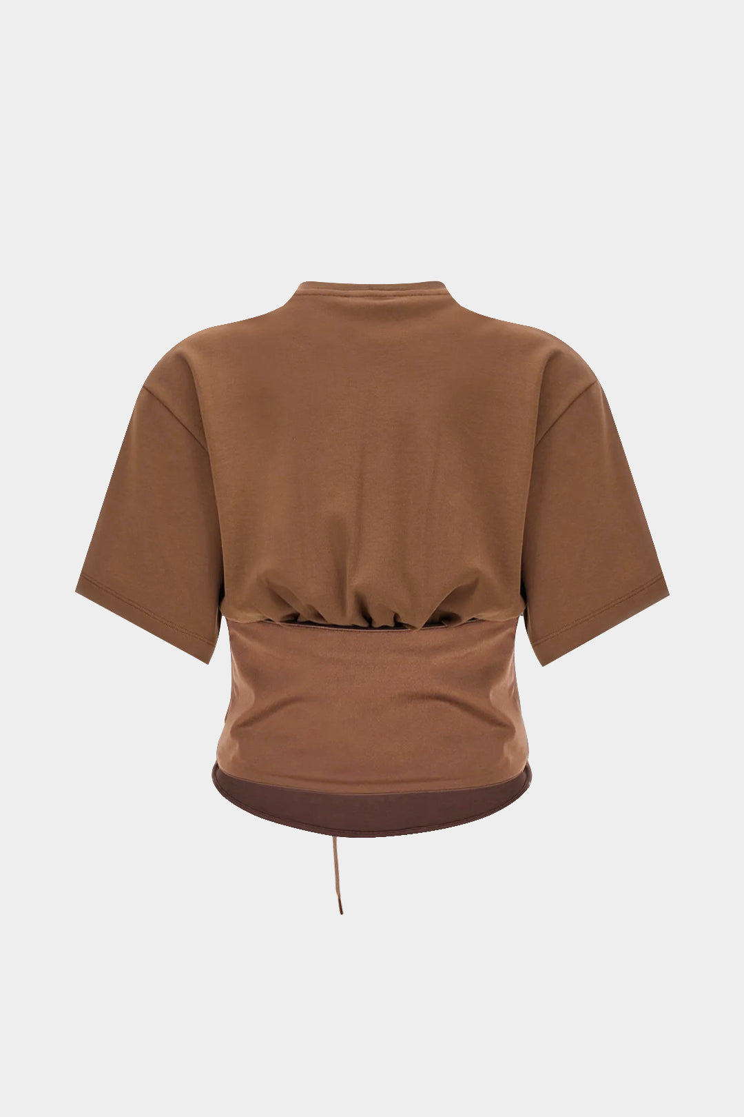 Satin Round Neck Corset Tie-Up Short Sleeve T-Shirt