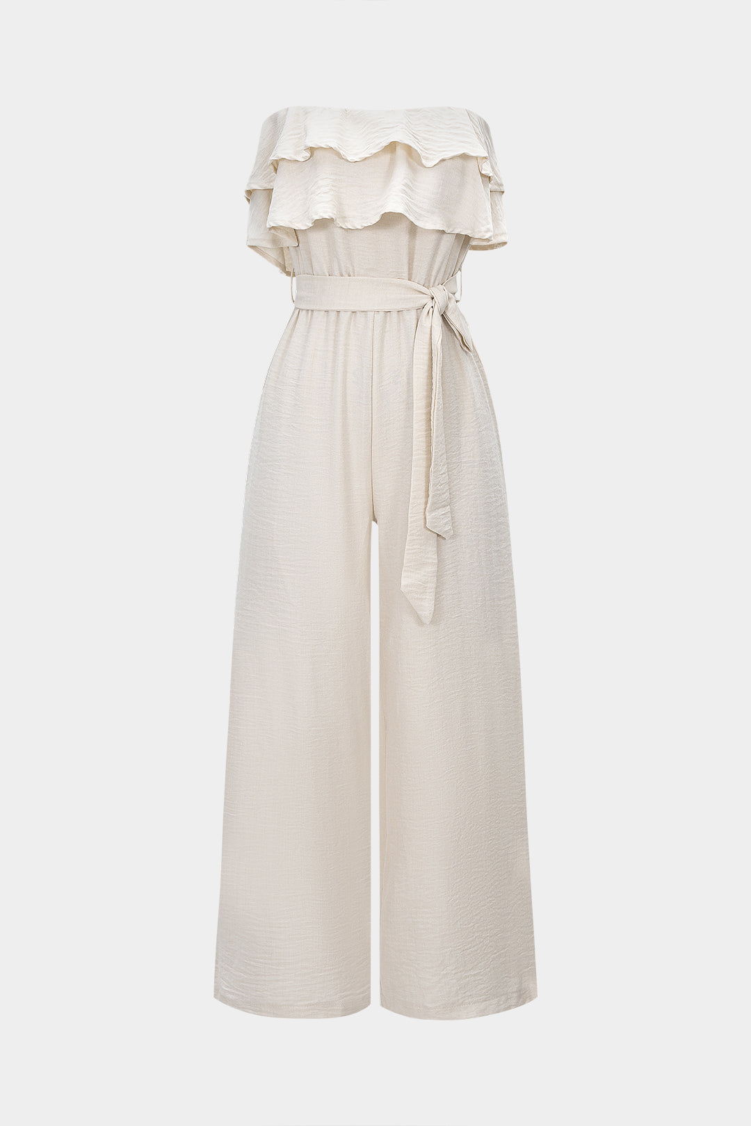 Ruffle Tie-Up Strapless Sleeveless Jumpsuit