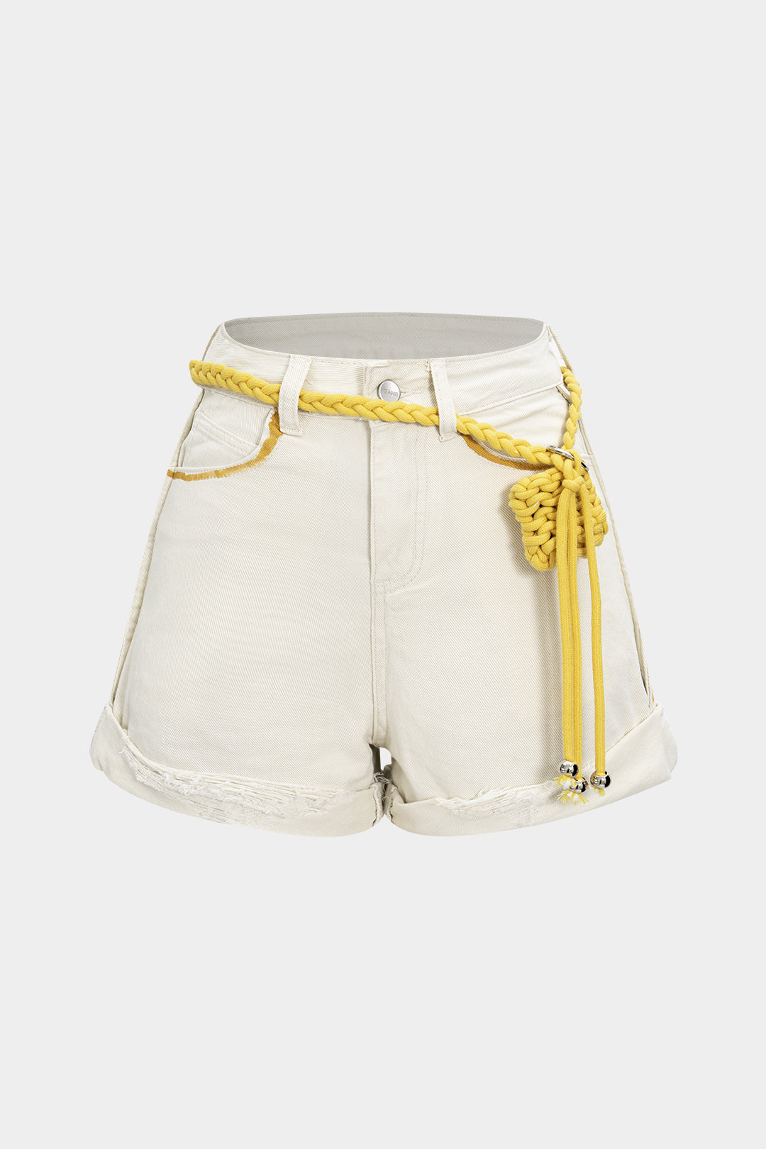 Denim High Waist Belted Wide Leg Shorts