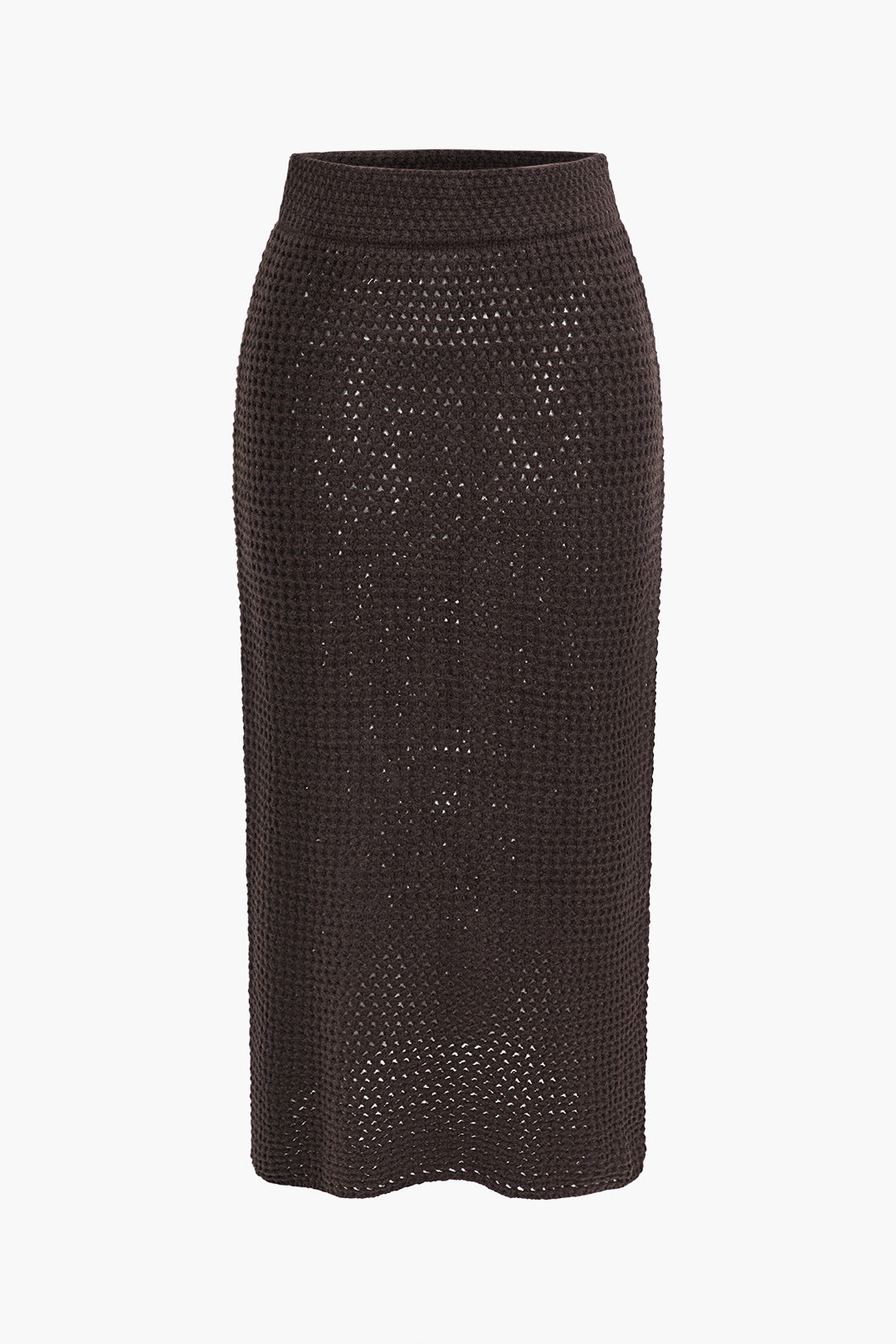 Solid Knit Cut Out Midi Skirt