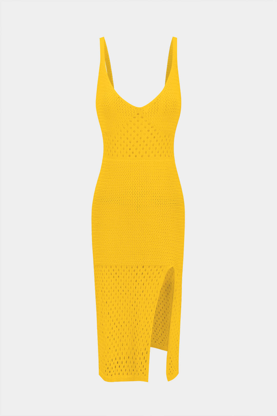 Knit Hollow Out Slip Slit Dress