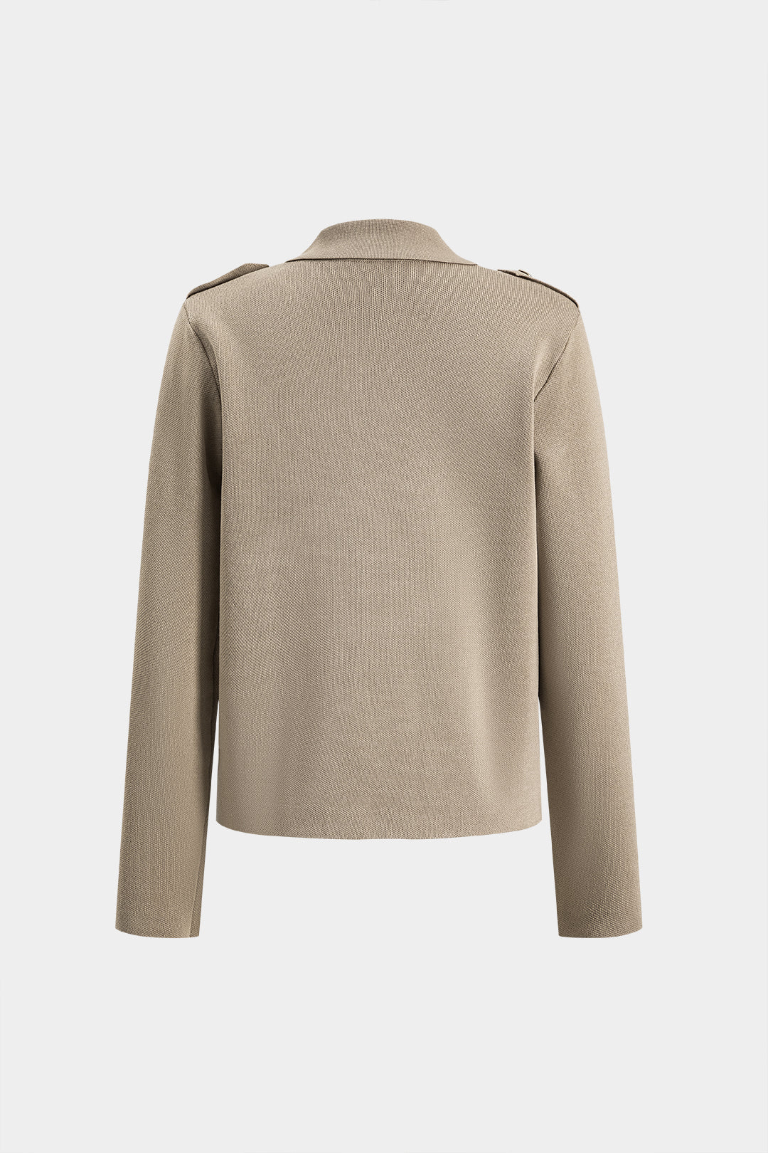 Knitted Button Flap Pocket Long Sleeve Top And Pleated Wide Leg Trousers Set