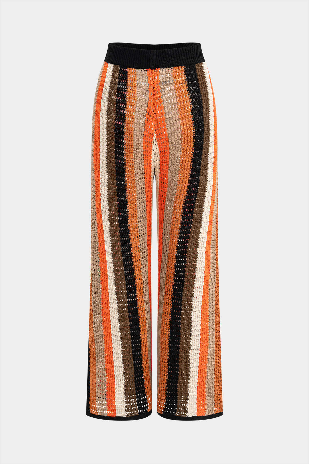 Knit Hollow Out Contrast Short-Sleeve Tank Top And Trousers Set