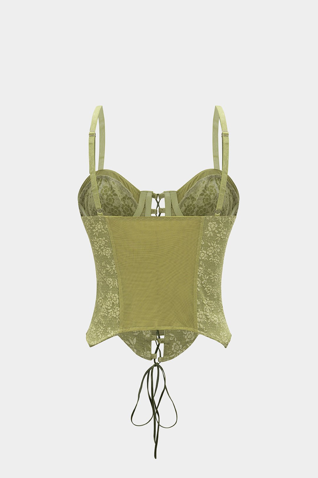 Jacquard Bustier Tie-Up Corset Slip Cami Top