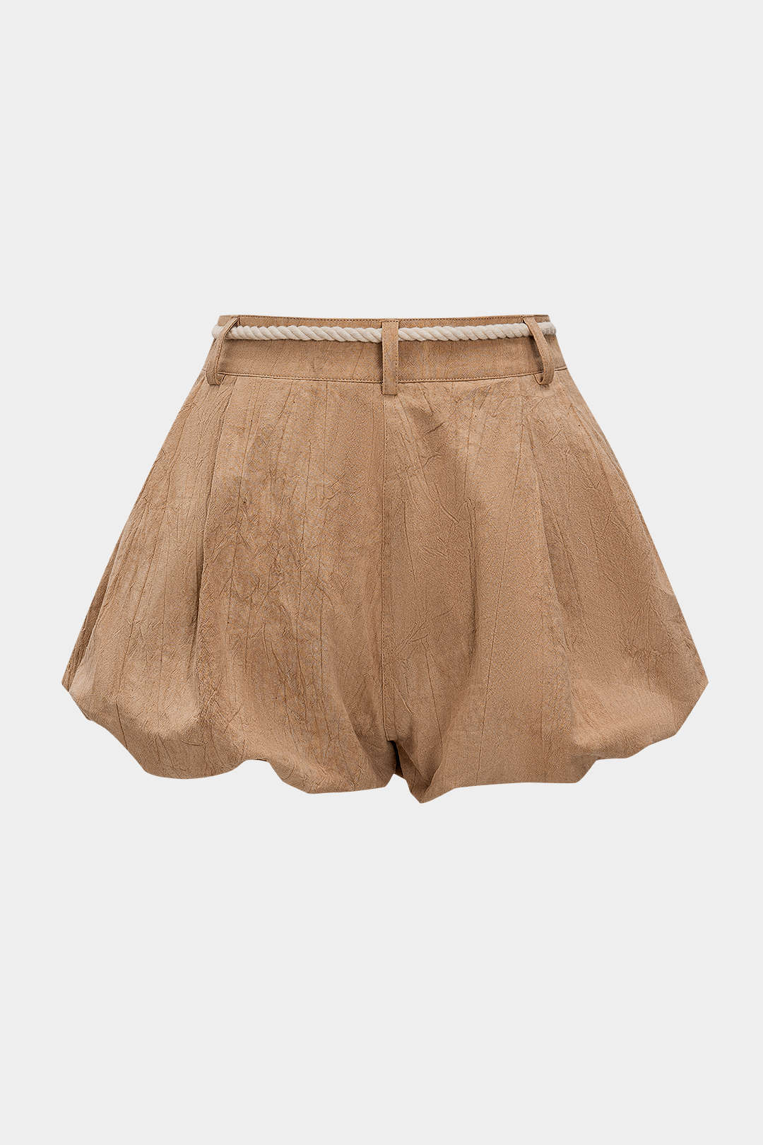 Solid Belted Ruched Shorts