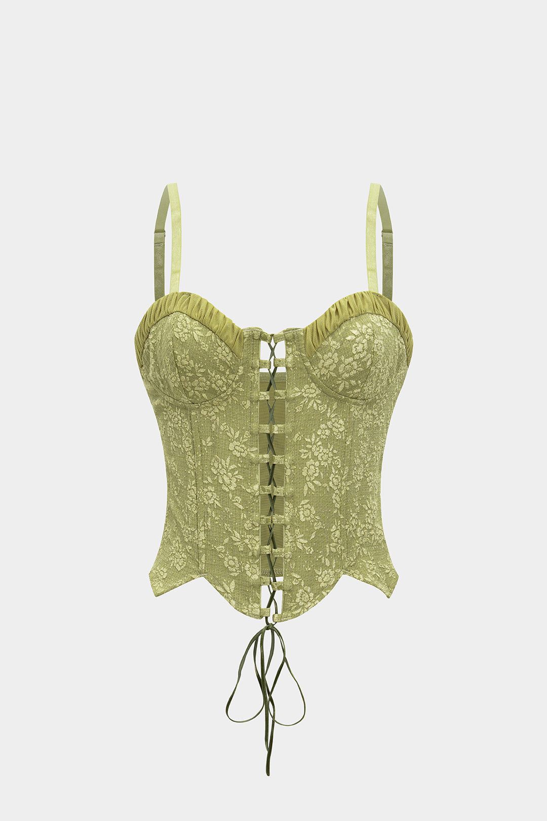 Jacquard Bustier Tie-Up Corset Slip Cami Top