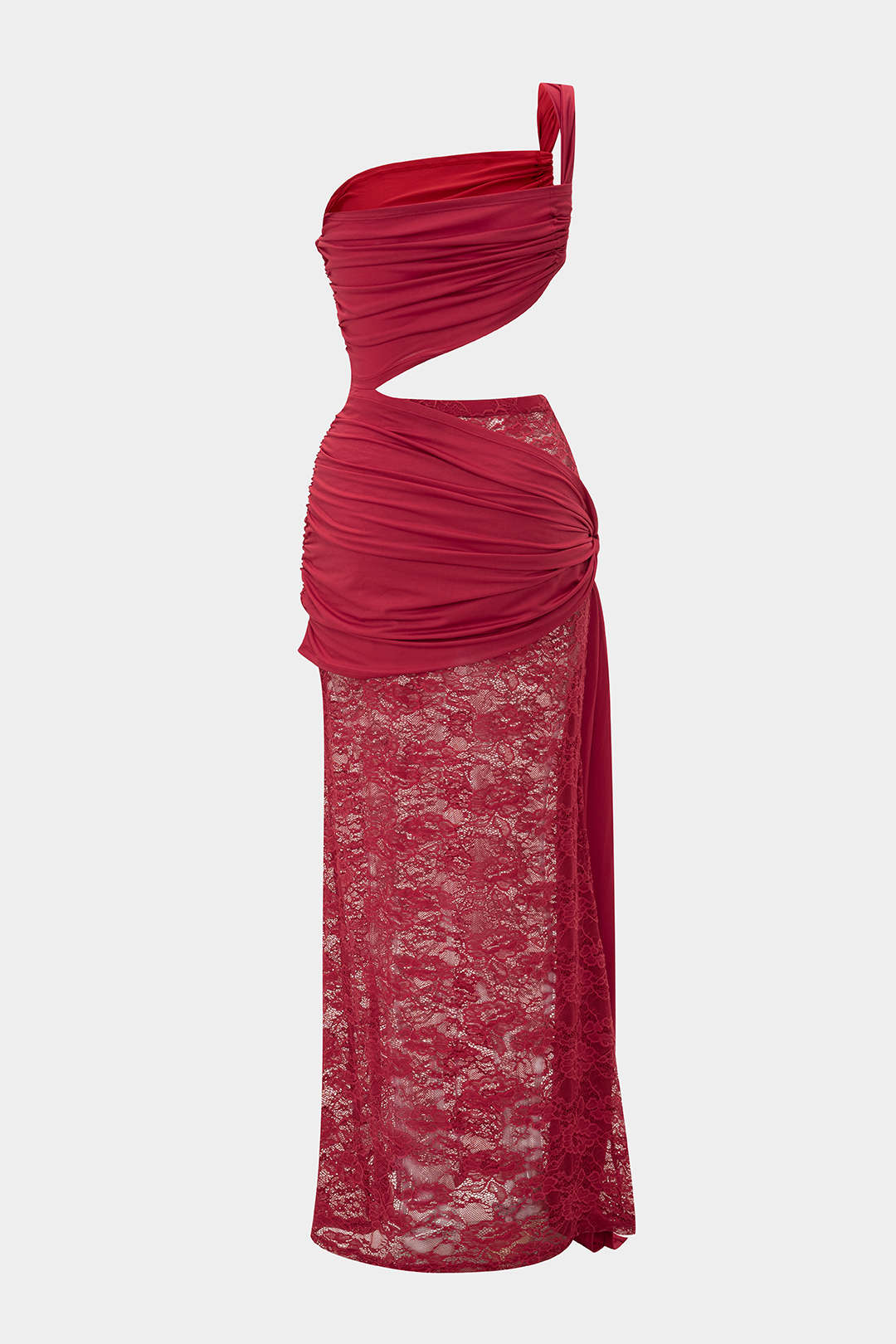 Lace Tie Front Hollow Out Patchwork Ruched Skirt Set