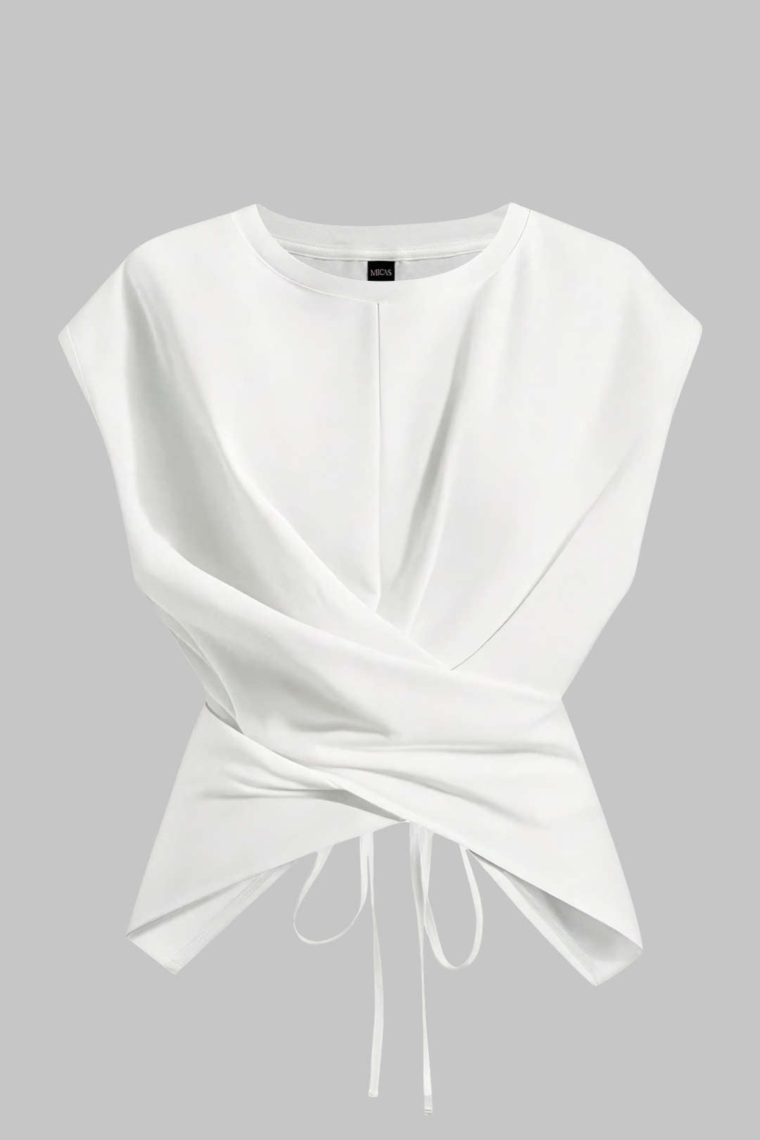 Plus Size Round Neck Short Sleeve Tie T-Shirt