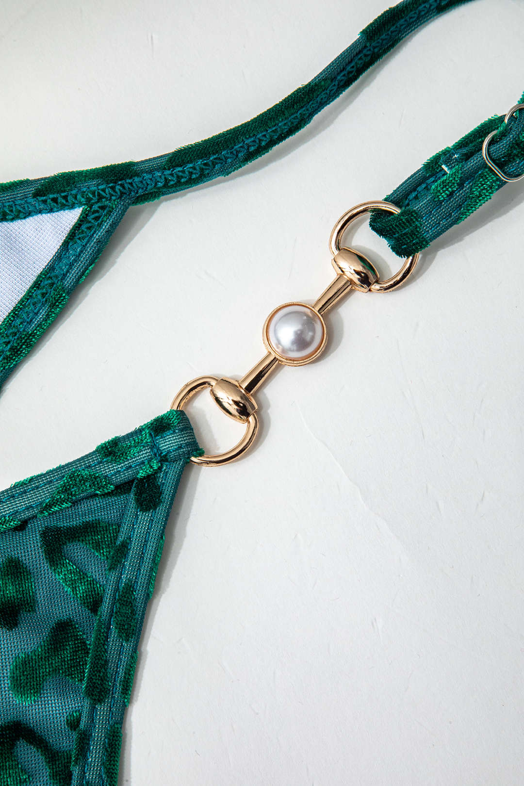 Velvet Metallic Decor Tie-Up Two-Pieces Bikini Set