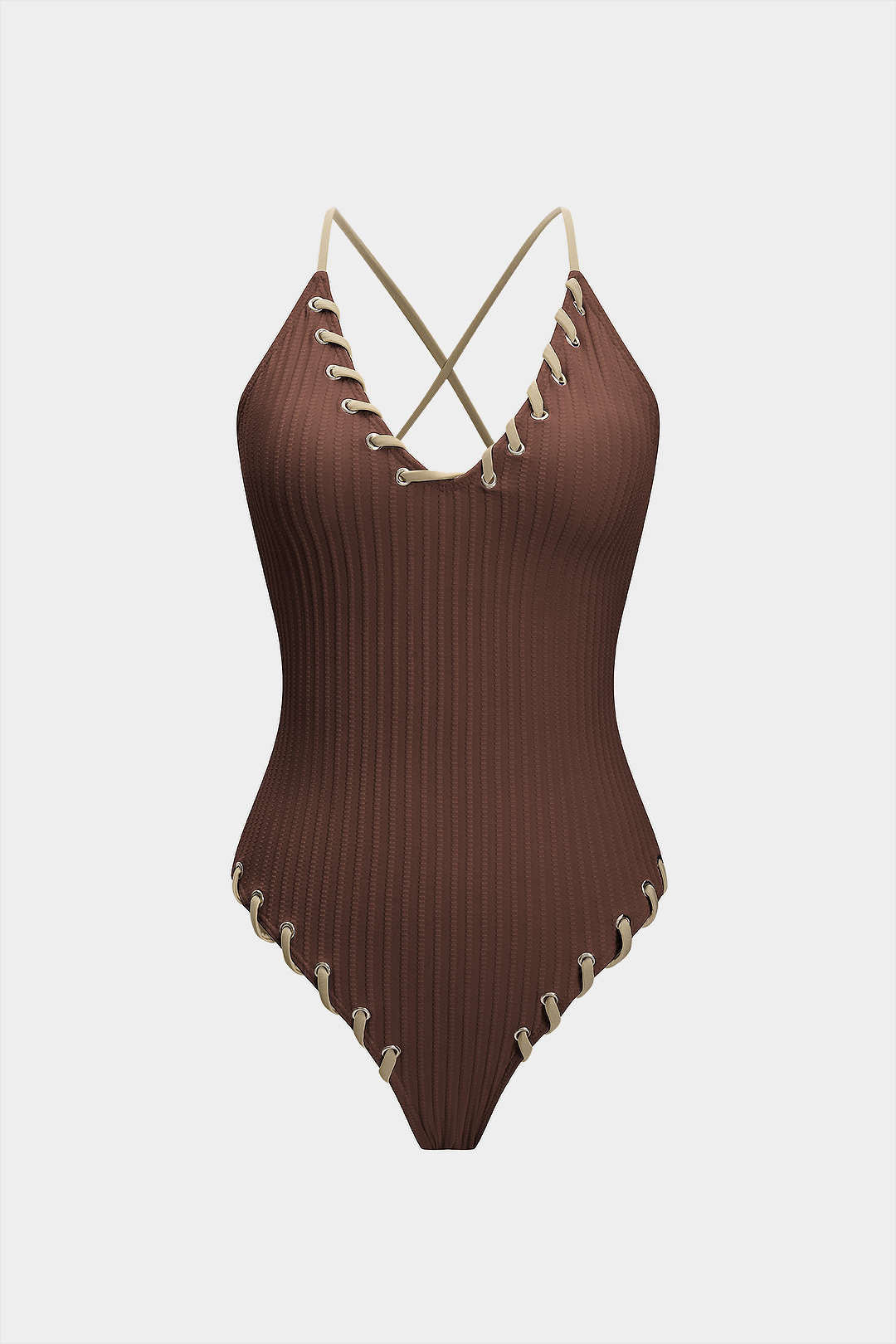 Contrast Whipstitching Tie Back Sleeveless Slip Bodysuit