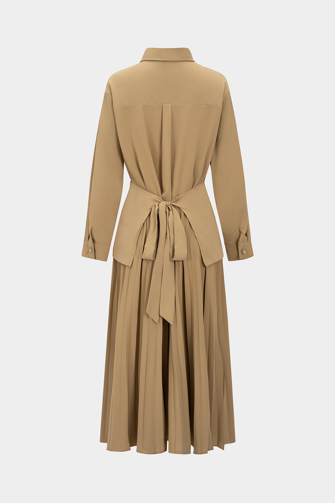 Solid Chiffon Button Pleated Dress Set