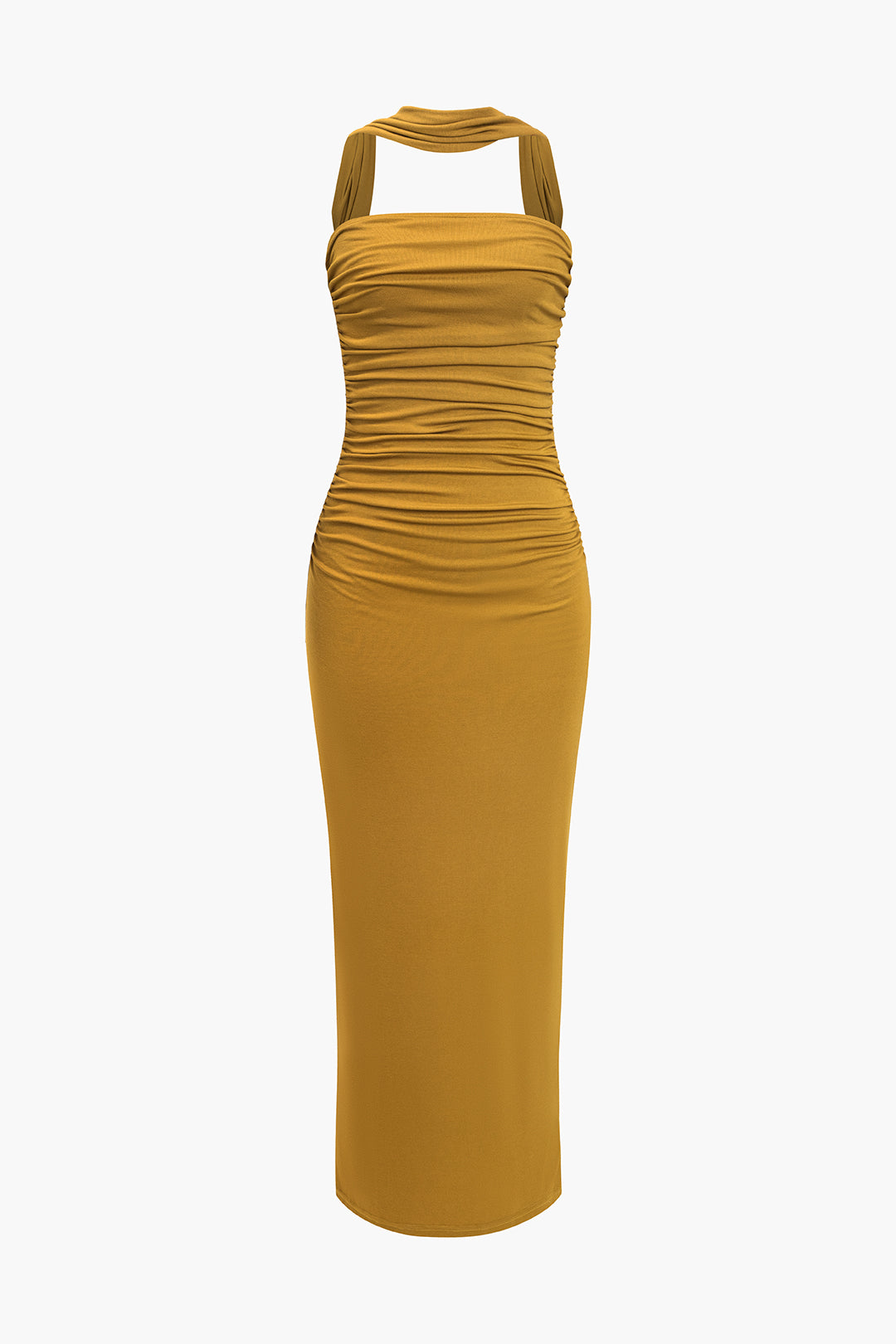Solid Cut Out Halter Midi Dress