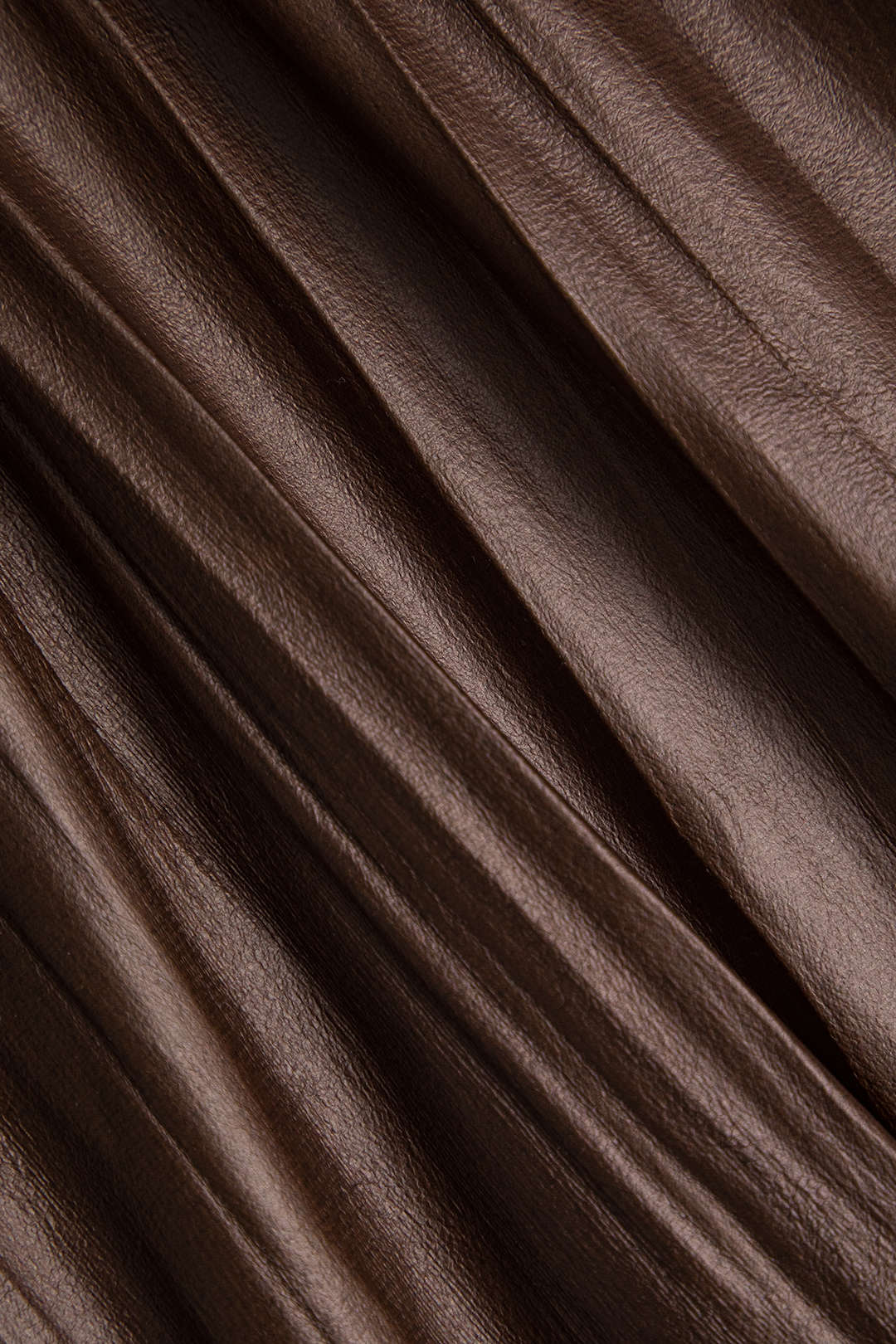 Solid Faux Leather Pleated Skirt