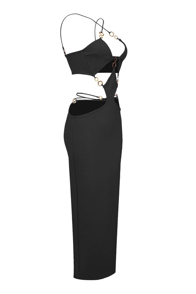 Melina Sexy Halter Wine Dress