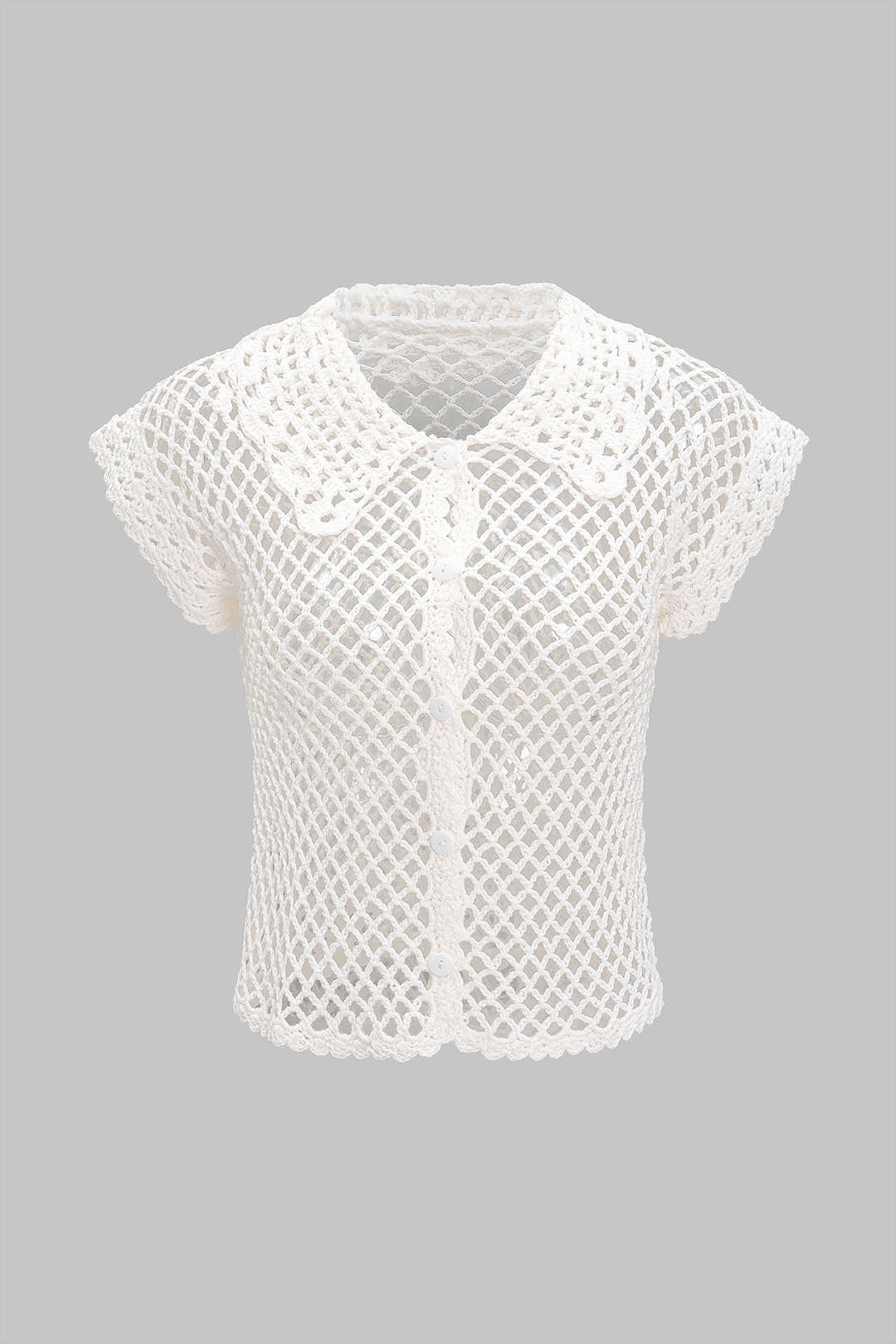 Knit Hollow Out Short-Sleeve Top