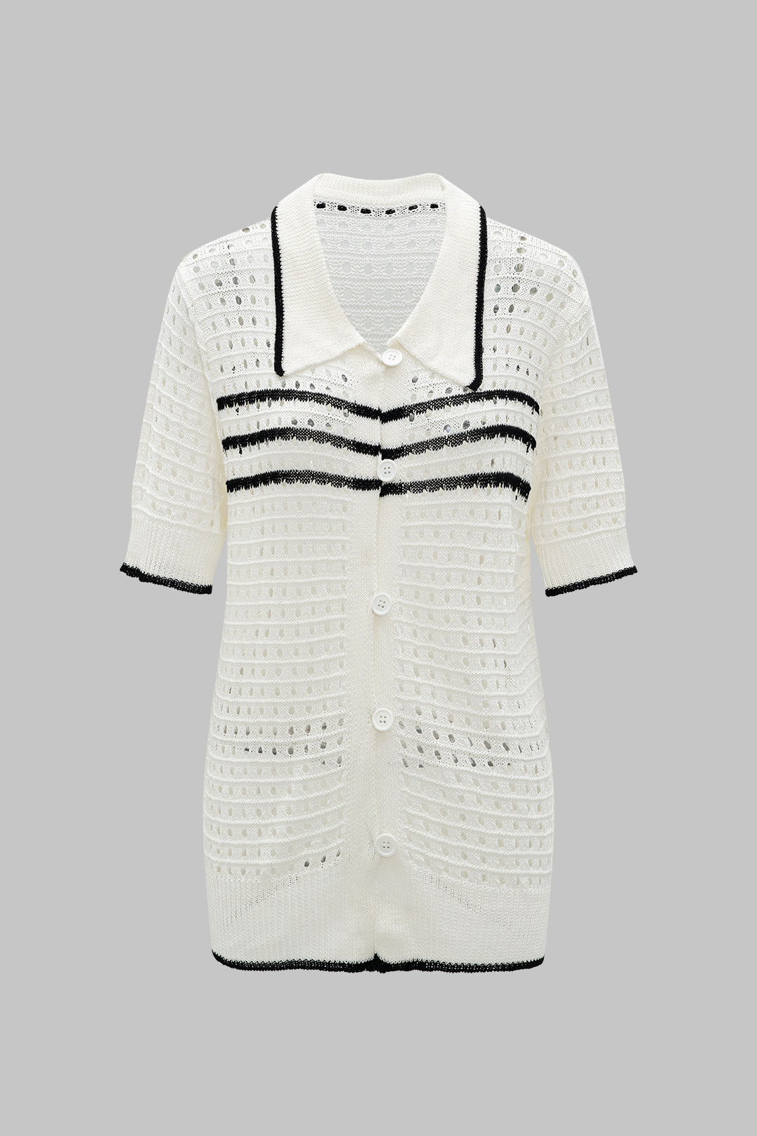 Knit Contrast Cut Out Short Sleeve T-Shirt