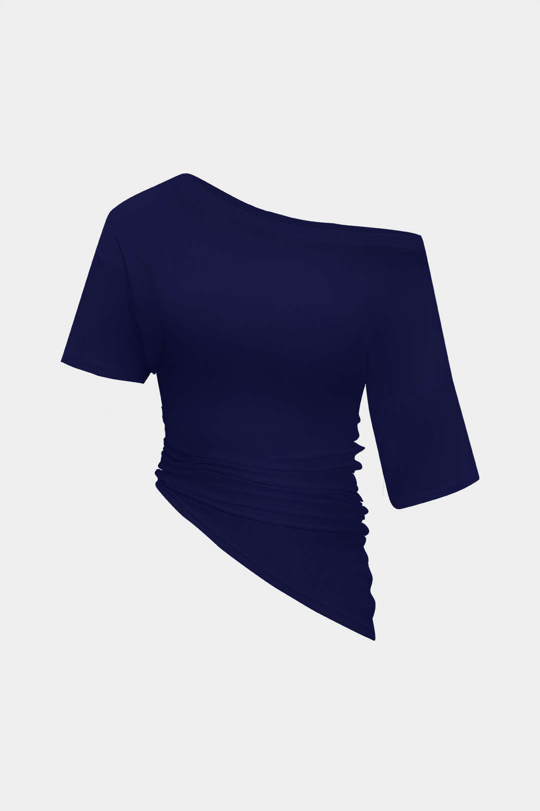Asymmetrical Short Sleeve Ruched T-Shirt