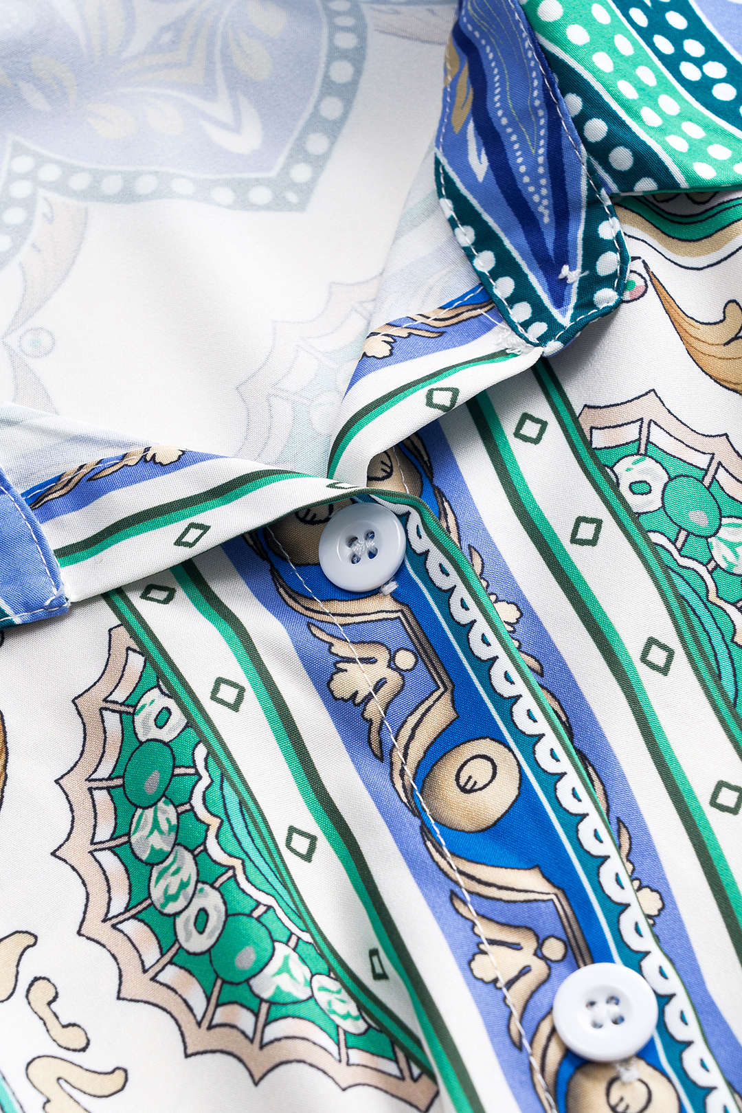 Bohemian Print Tie Front Shirt And Shorts Set