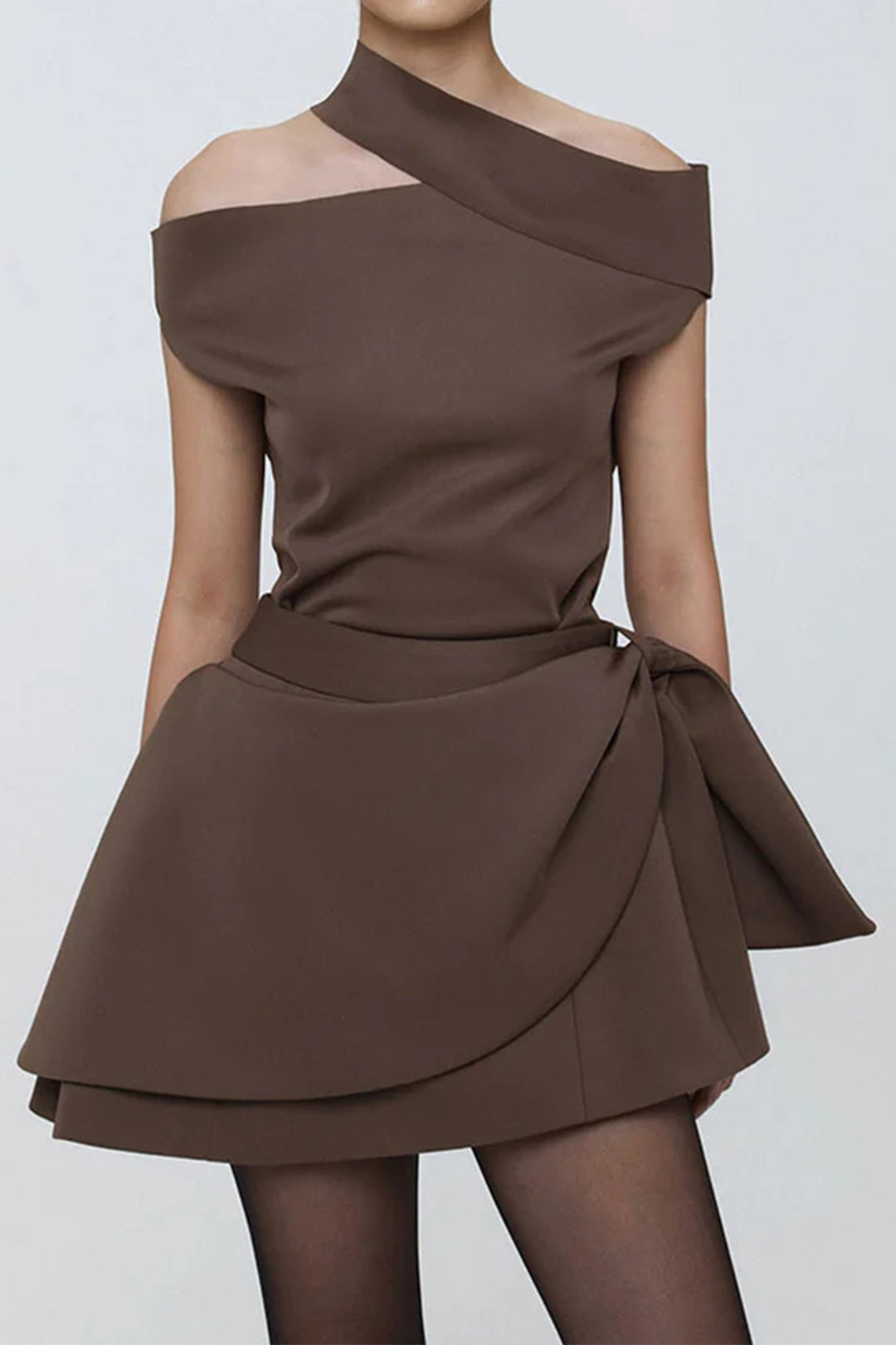 Asymmetrical Ruched Zipper Skirt