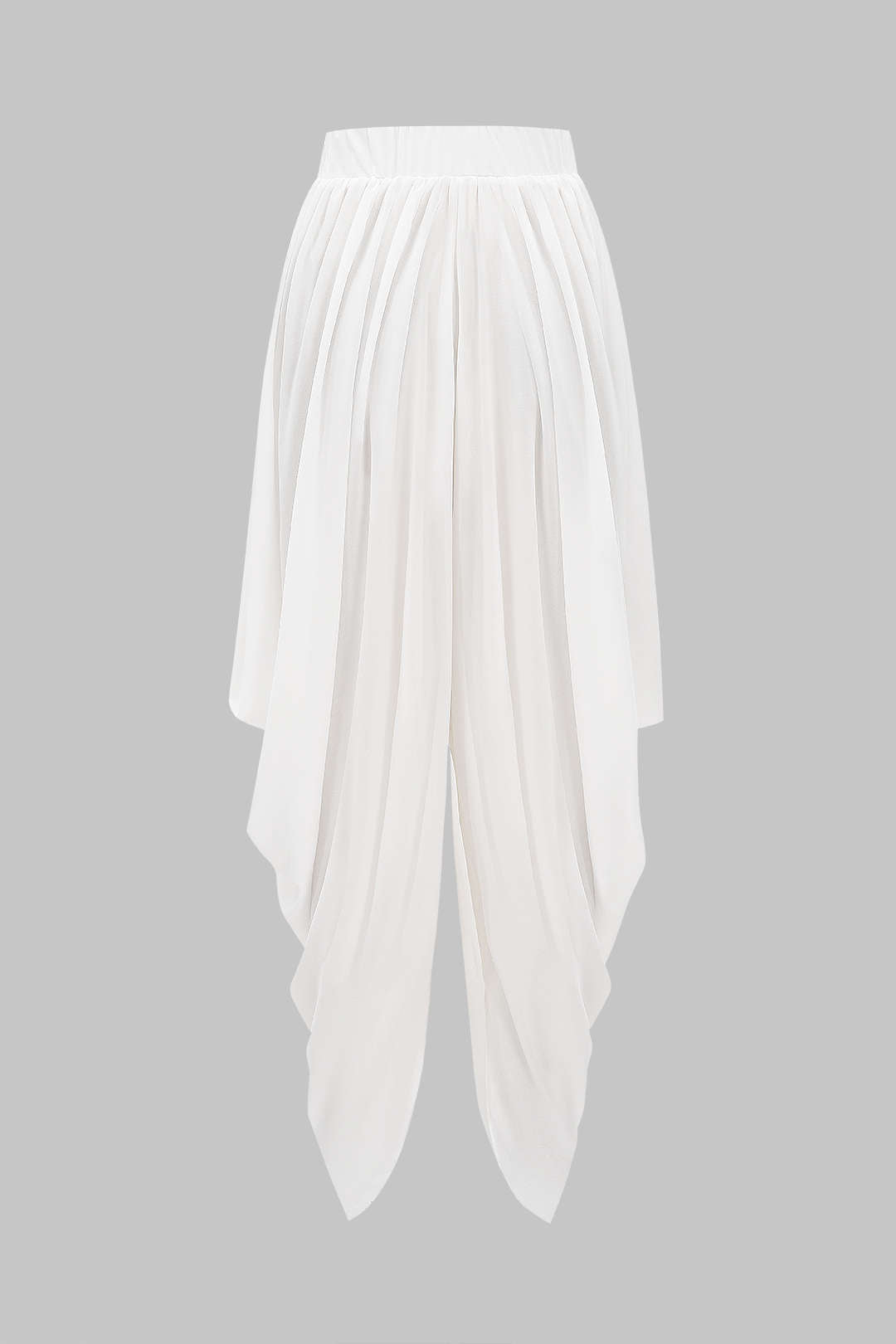 Chiffon Solid Ruched Trousers
