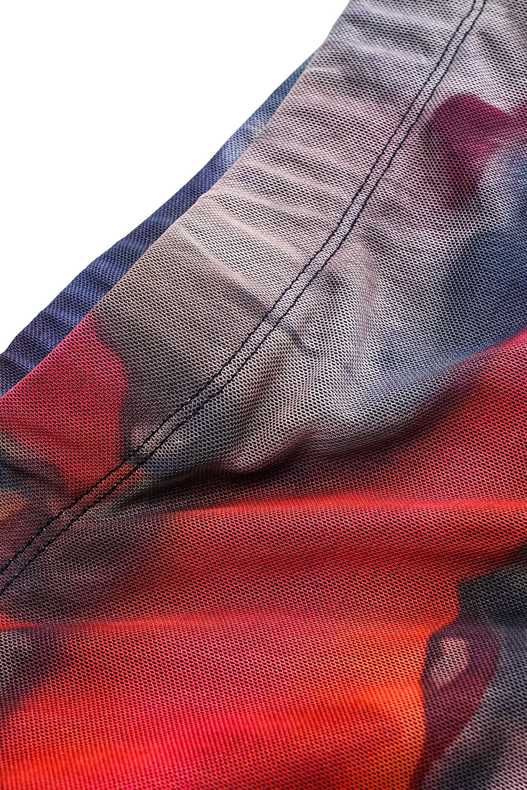 Plus Size Watercolor Print Mesh Slit Skirt