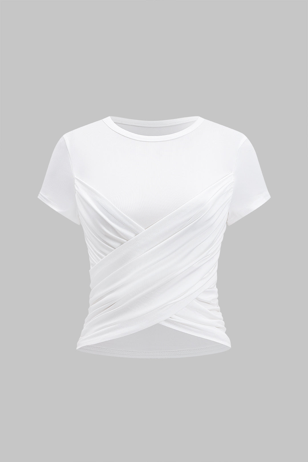 Crossed Ruched Short Sleeve T-Shirt