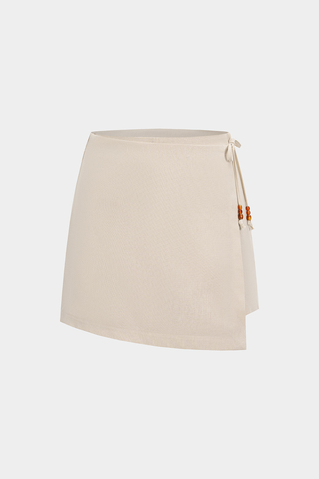 Solid Asymmetrical Beaded High Waist Skort