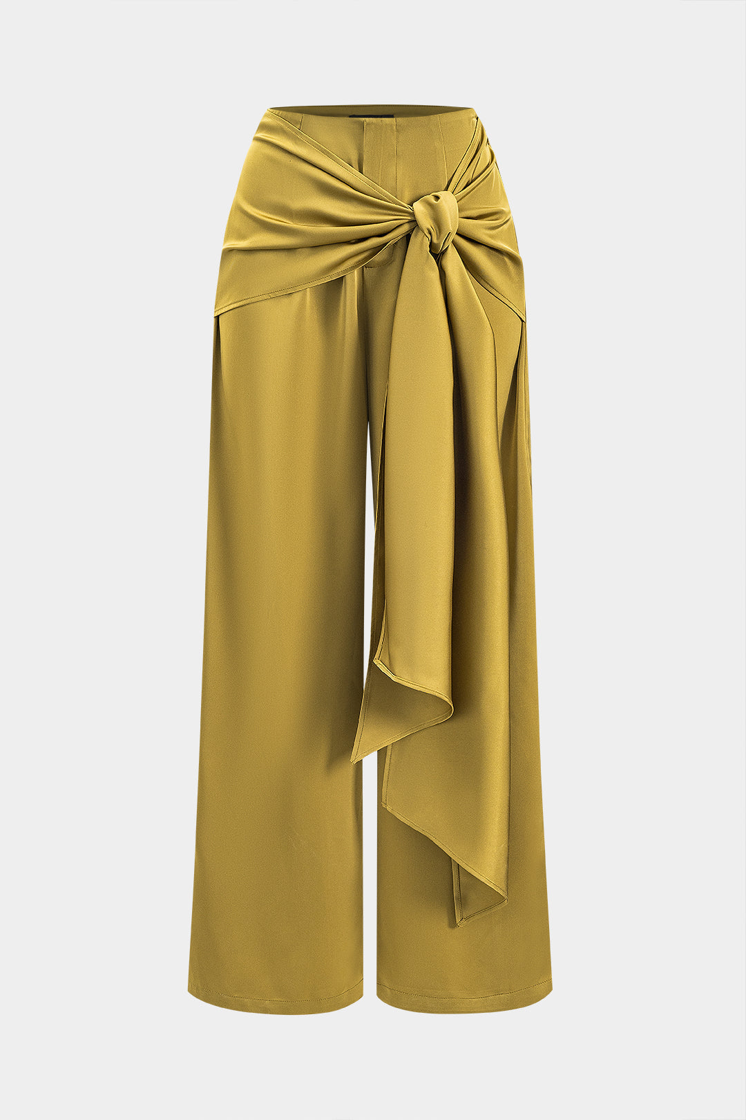 Satin Tie Front High Waist Trousers