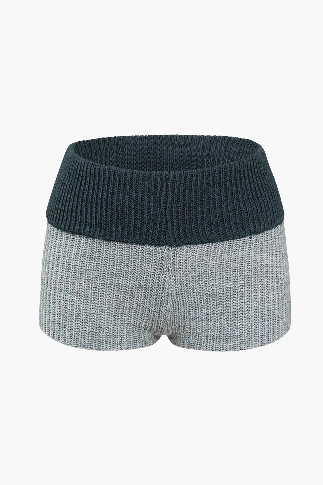 Contrast Zip-Up Knit Sweater And Shorts Set