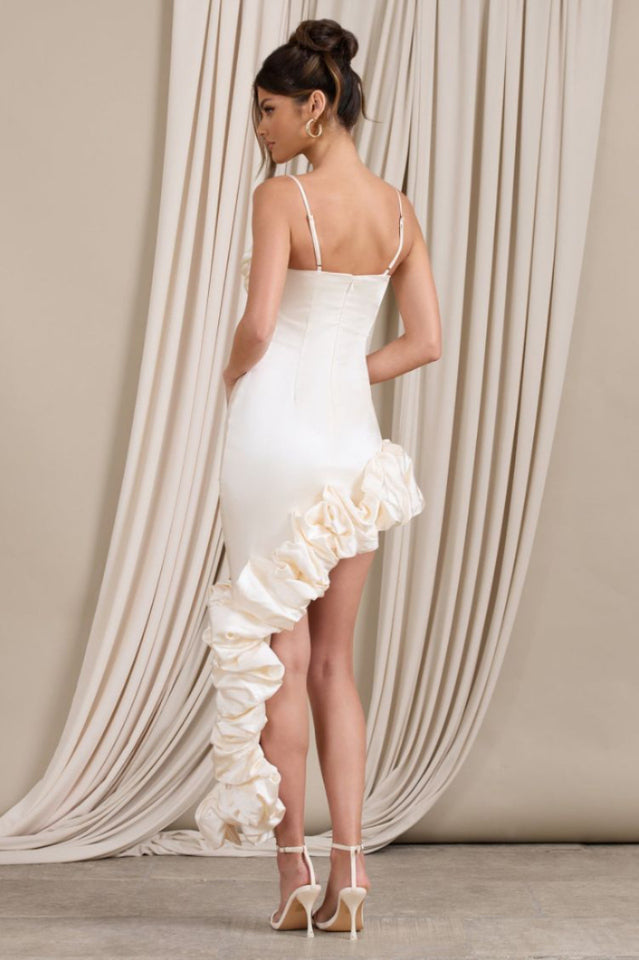 Florence Off Shoulder Asymmetric Ruffle Dress