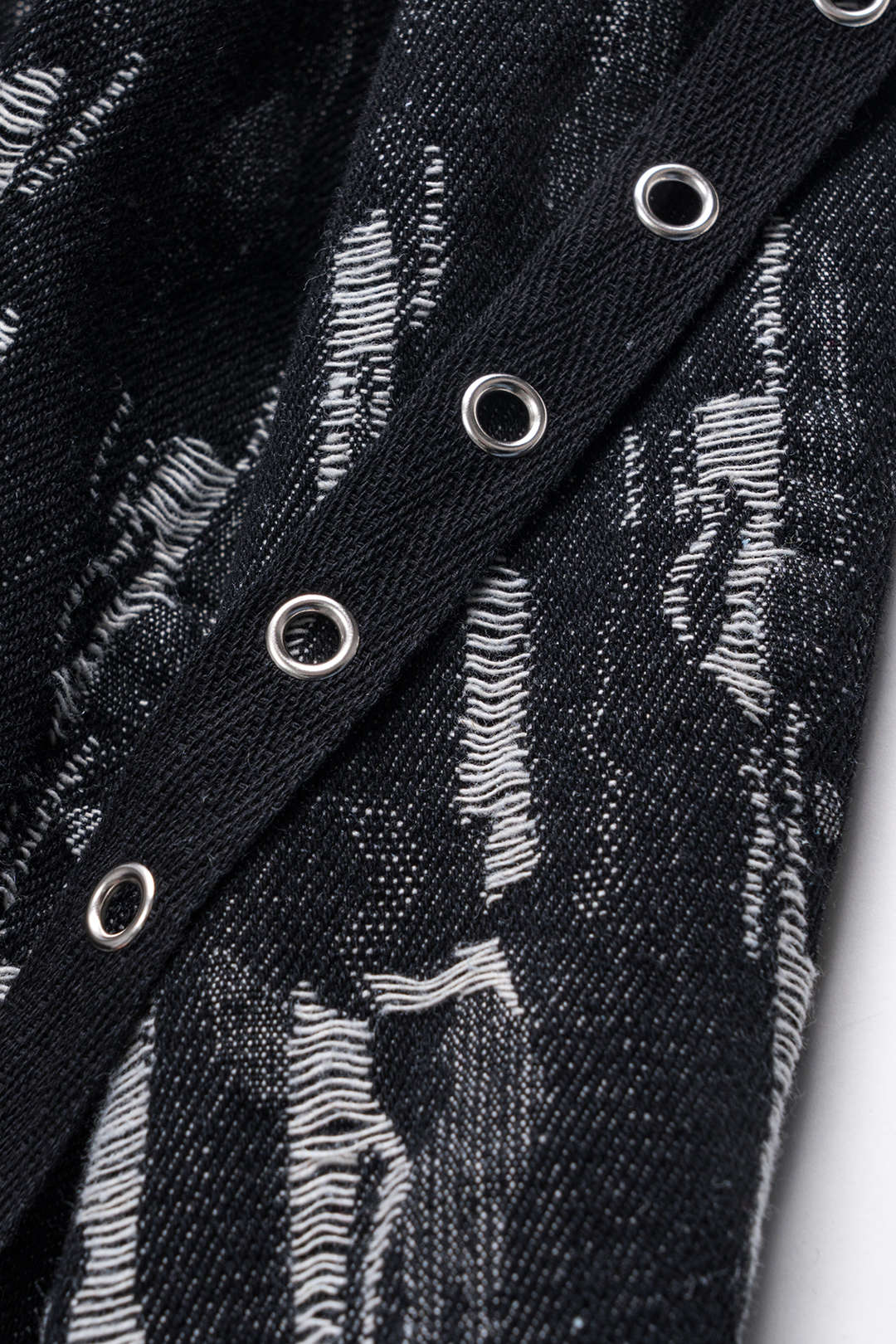 Jacquard Denim Metal Belt Zipper Skirt