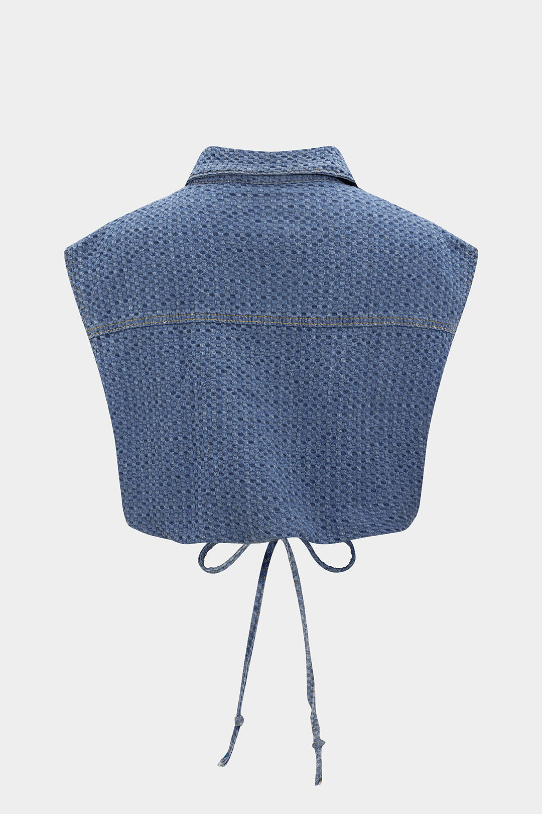 Denim Drawstring Button Vest