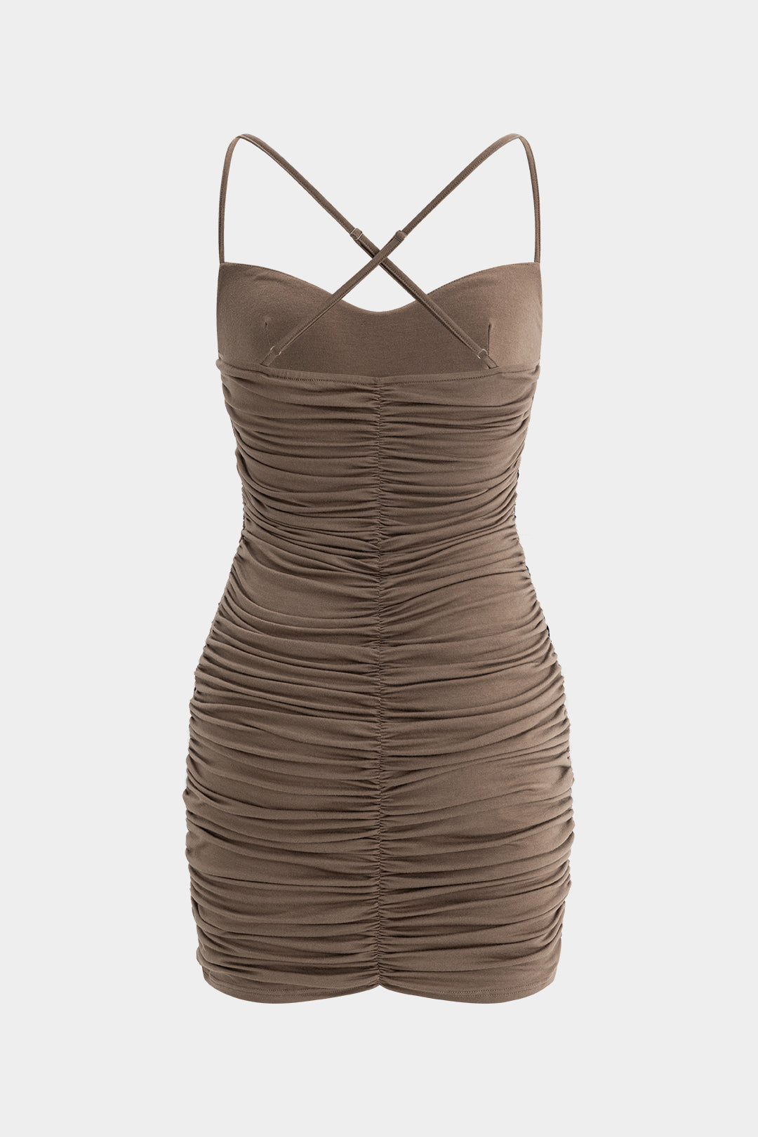 Ruched Slip Hollow Out Sleeveless Mini Dress