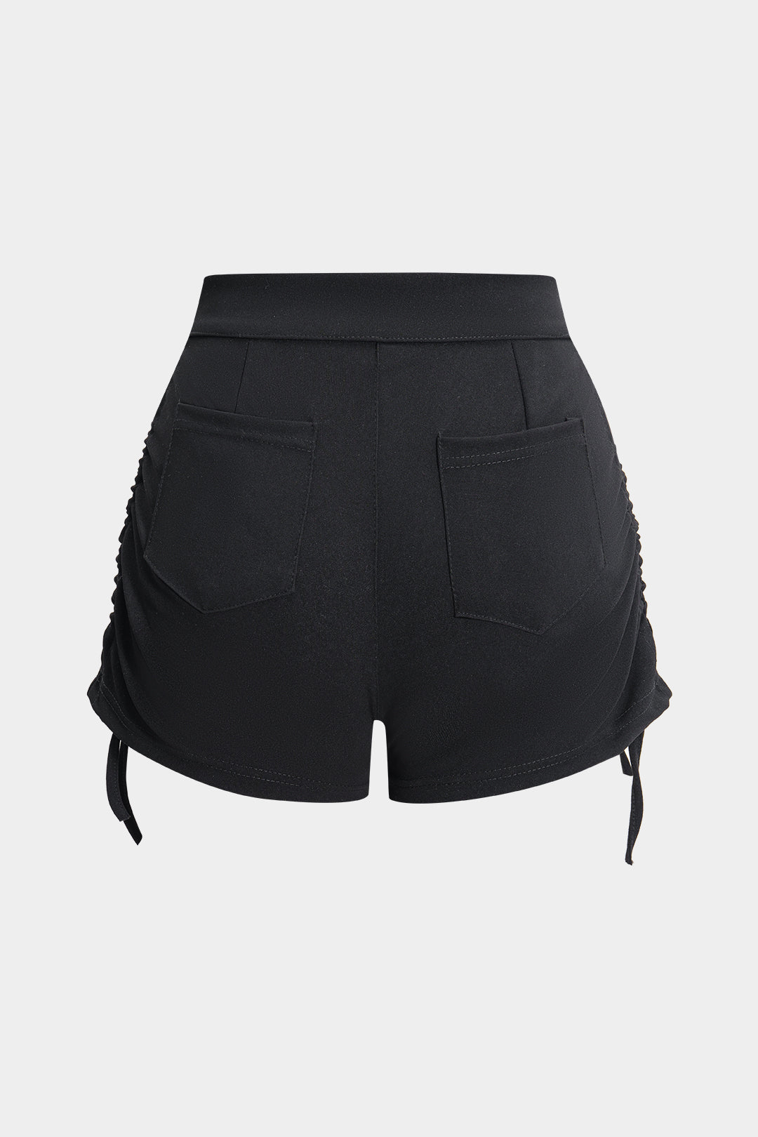 High Waist Drawstring Zipper Detail Shorts